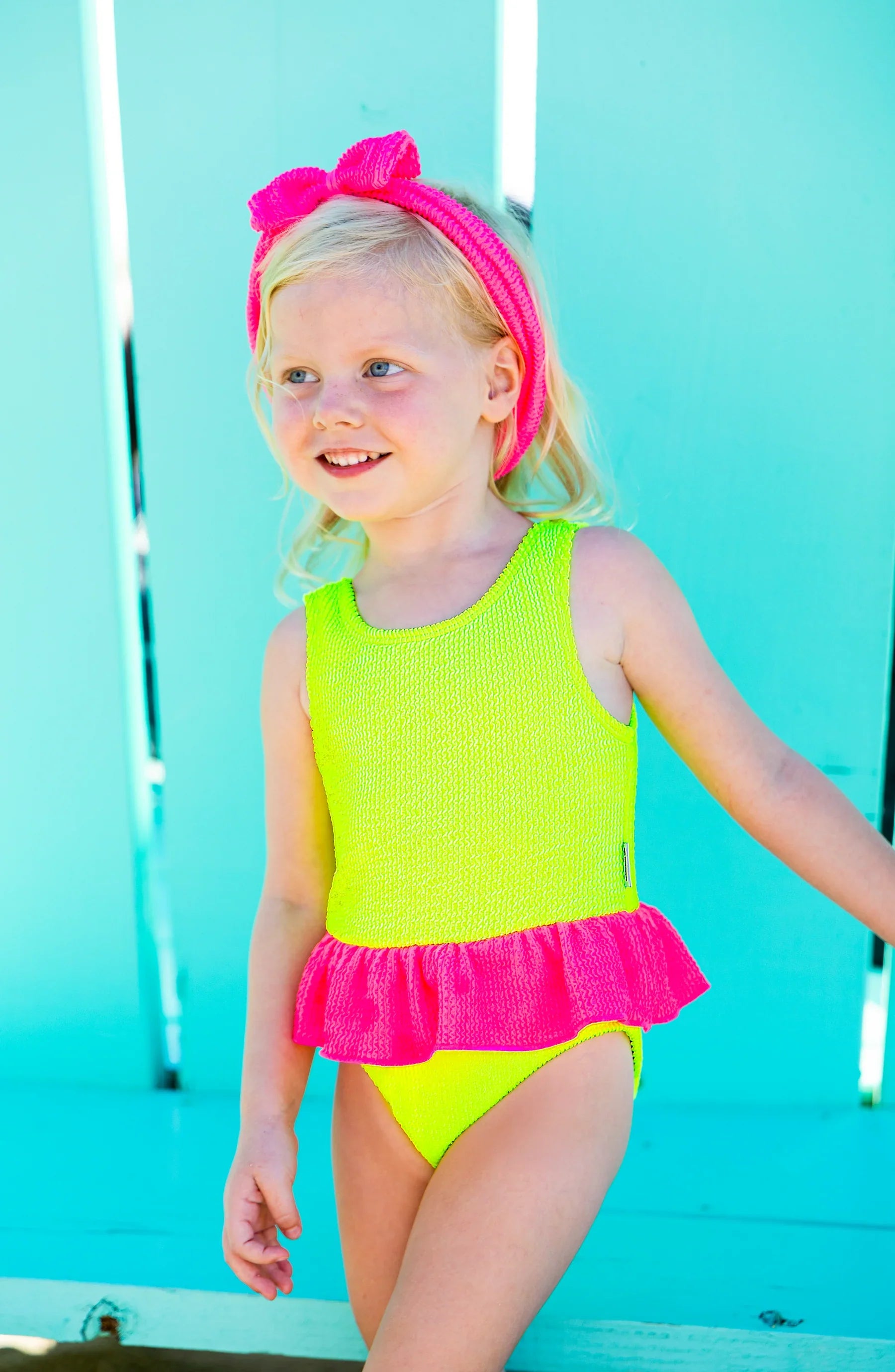 Lime Dot Toddler Crinkle Peplum One Piece