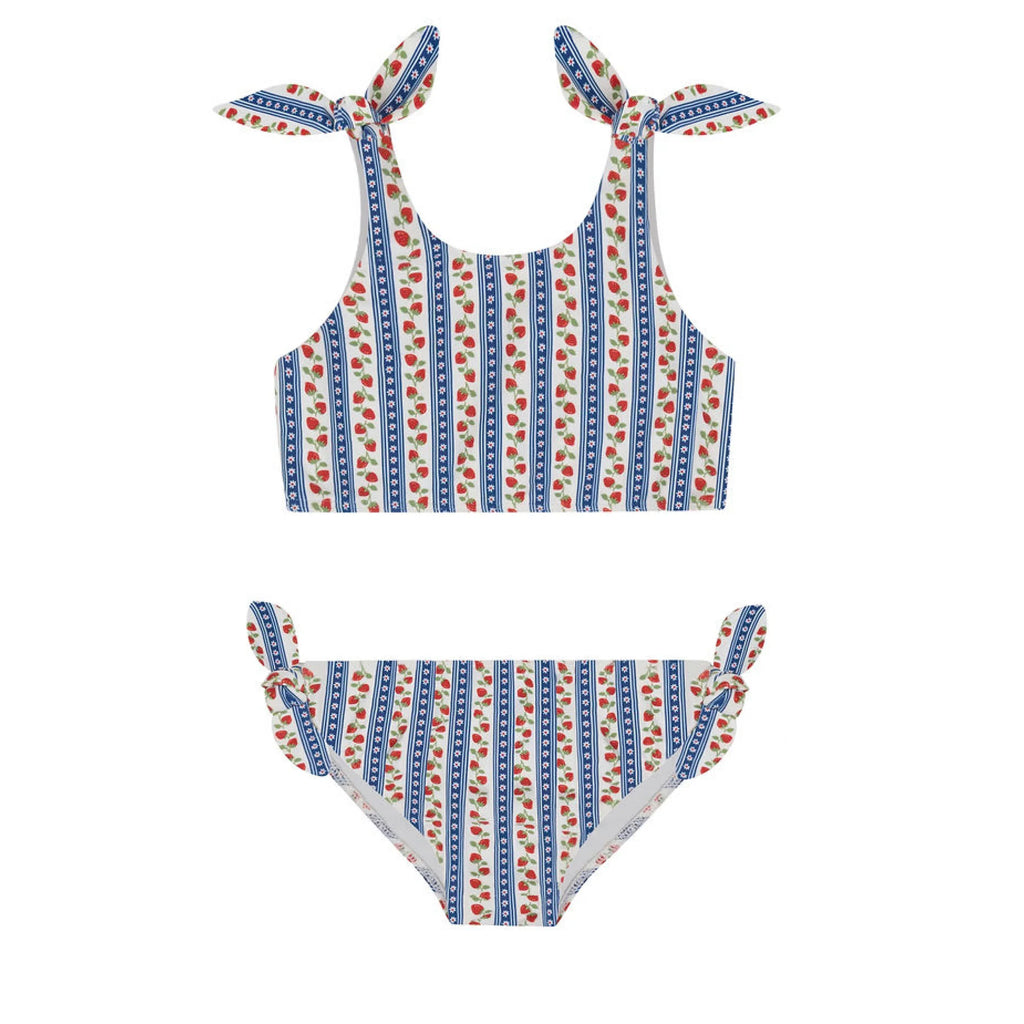girls strawberry fields tie knot bikini