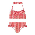 girls floral gingham halter scoop neck two piece