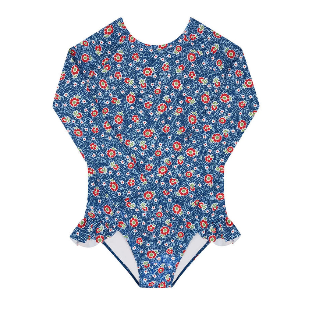 girls navy floral rashguard one piece