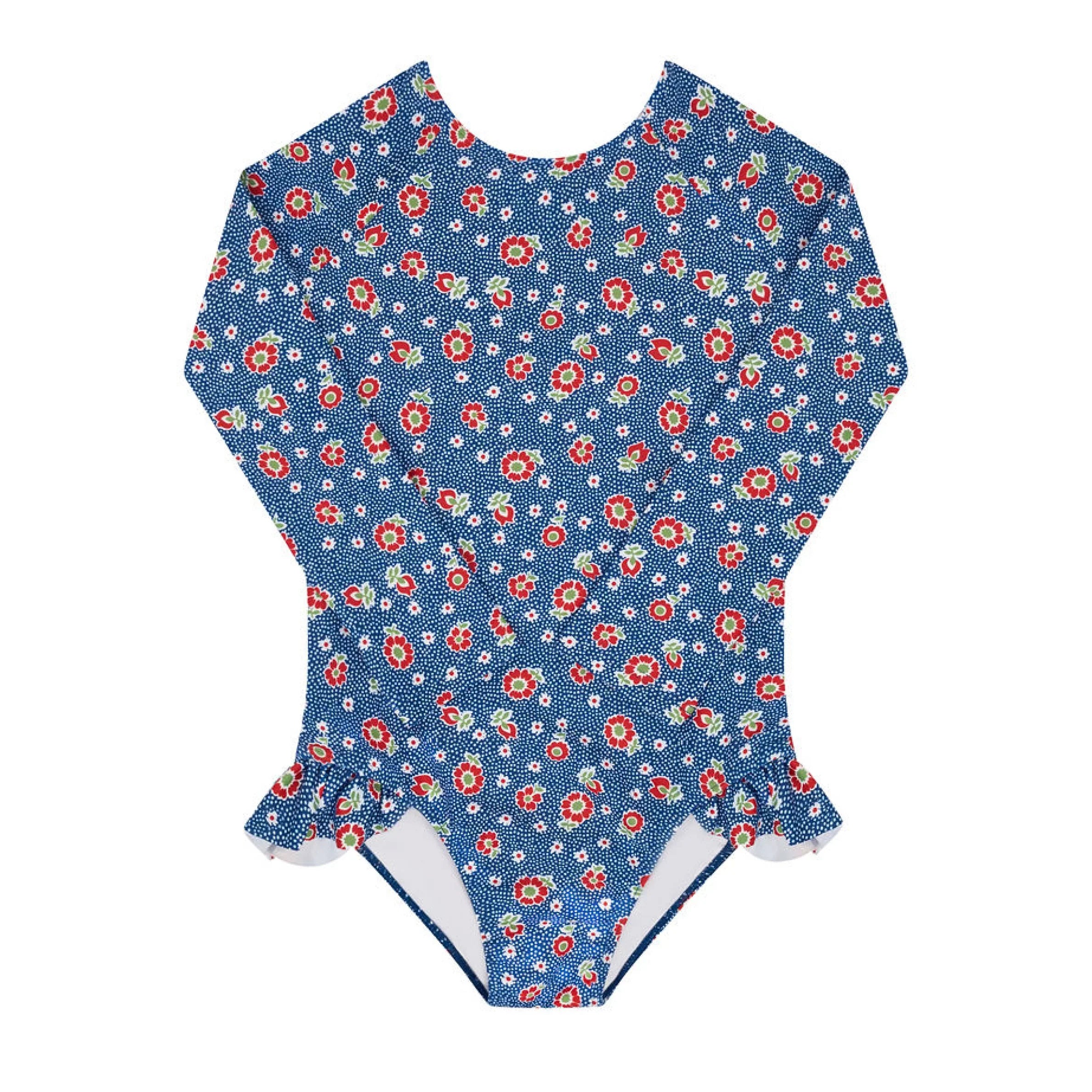 girls navy floral rashguard one piece