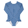 girls navy gingham front zip rashguard one piece