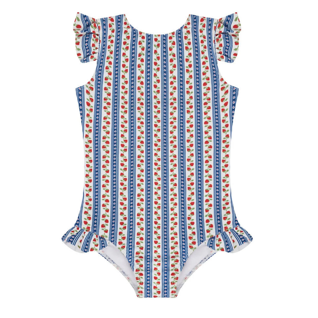 girls strawberry fields ruffle cap sleeve one piece