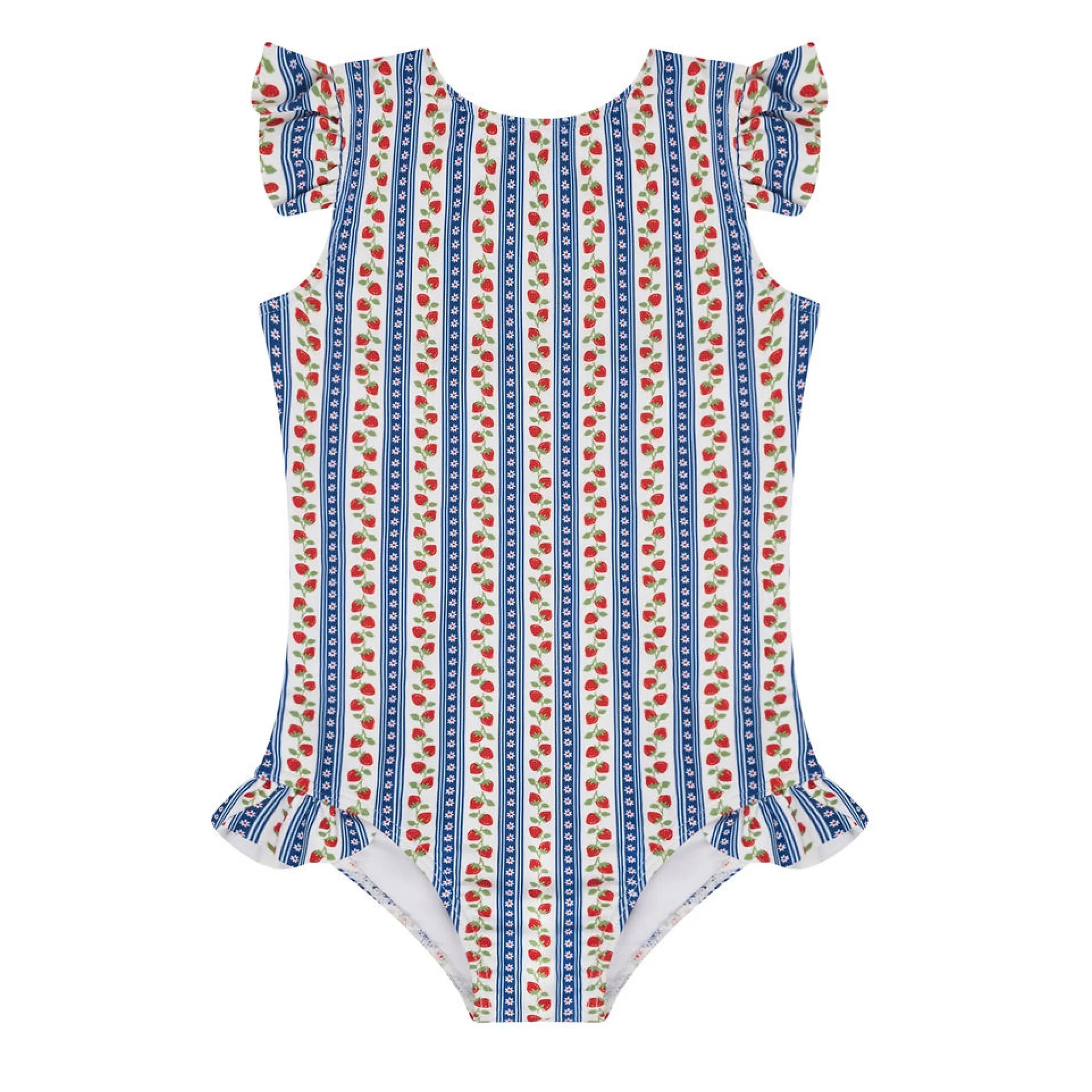 girls strawberry fields ruffle cap sleeve one piece