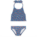 girls navy floral smocked halter bikini