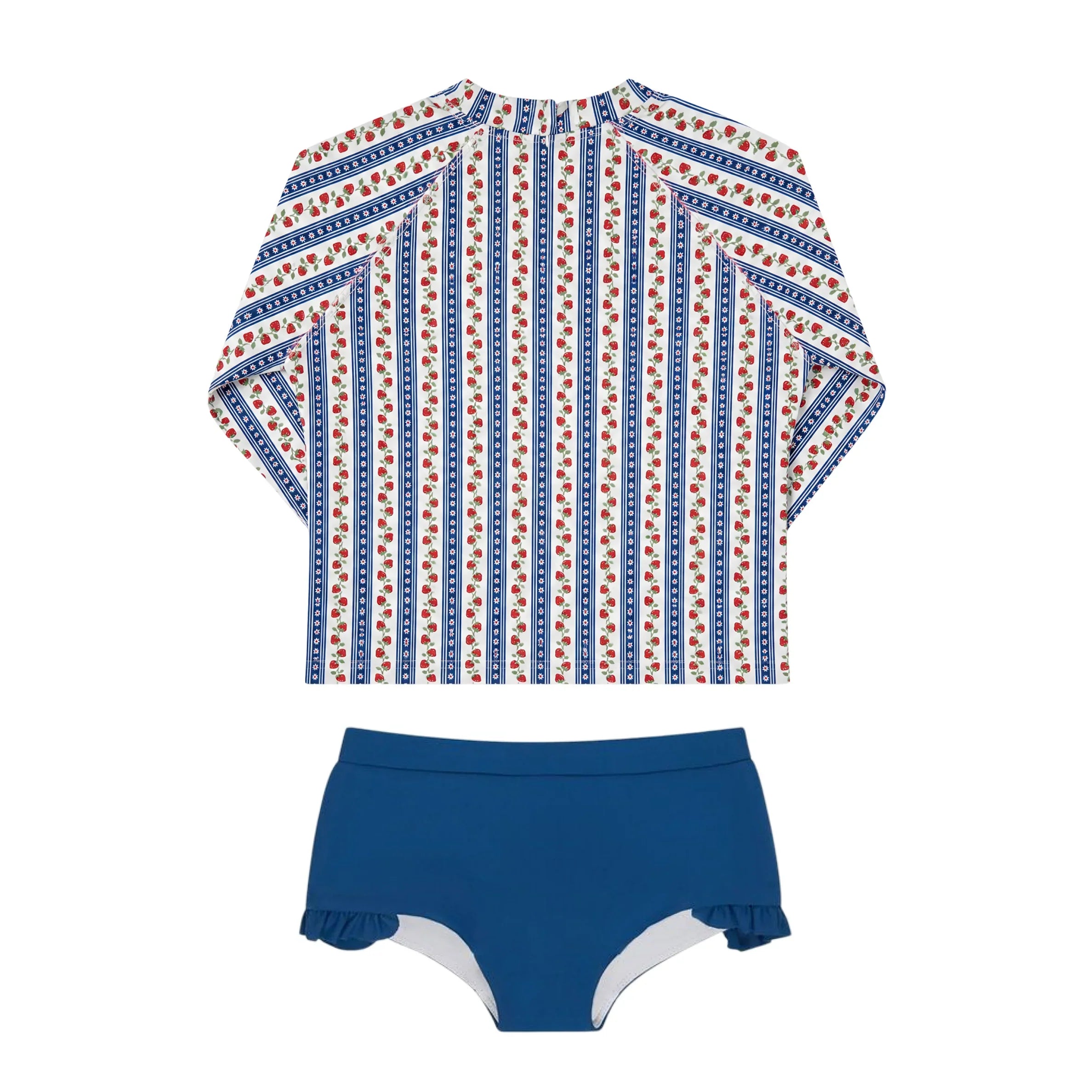 girls strawberry fields tie knot sleeve rashguard set