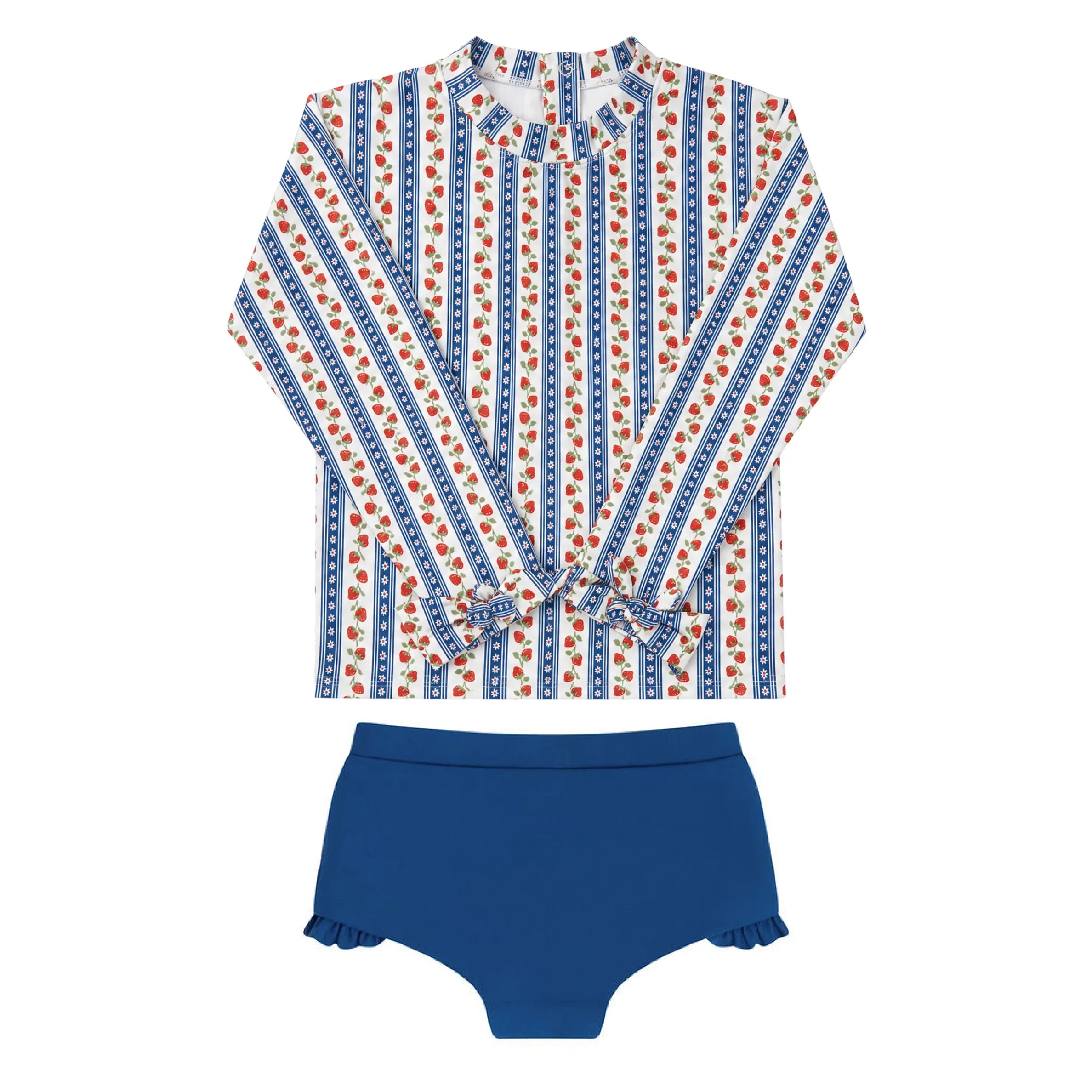 girls strawberry fields tie knot sleeve rashguard set