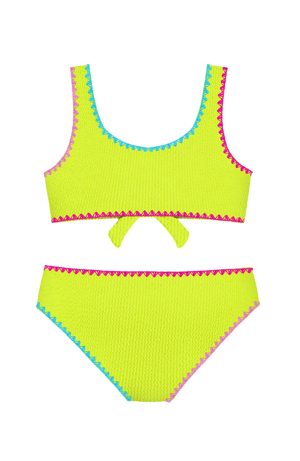 Lime Izy Crinkle Tie Bikini with Embroidered Trim