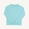 Edisto Egg Blue with Grace Bay Green Stork Walker's Wave Spotter Swim Shirt